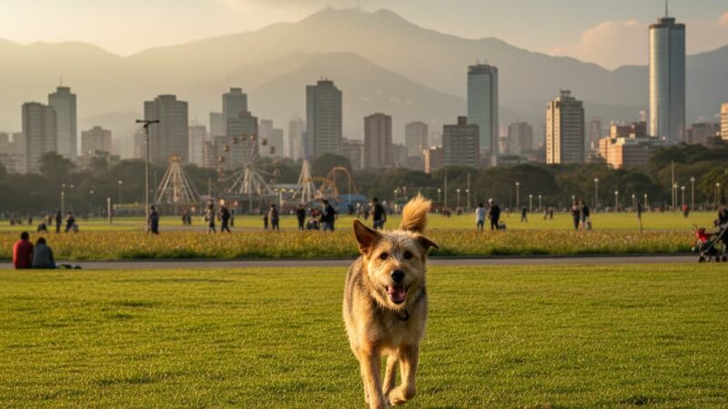 Perro adoptado en Chile, cumpliendo la ley de tenencia responsable.