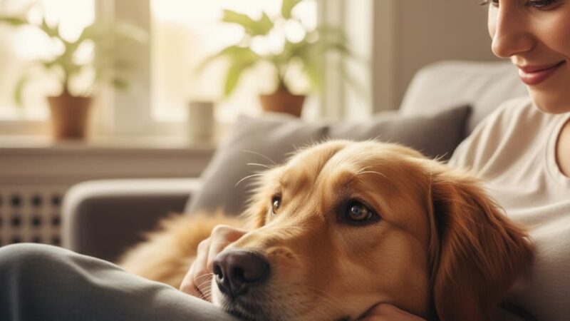 Perro demostrando cariño a su dueño, lenguaje corporal canino de felicidad.